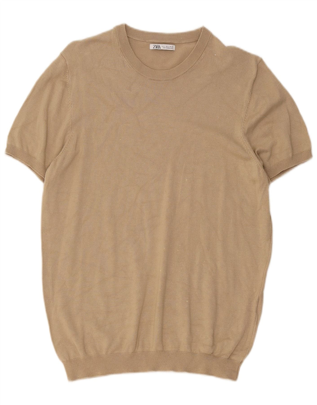 T-shirt Zara da uomo Top Small in viscosa beige