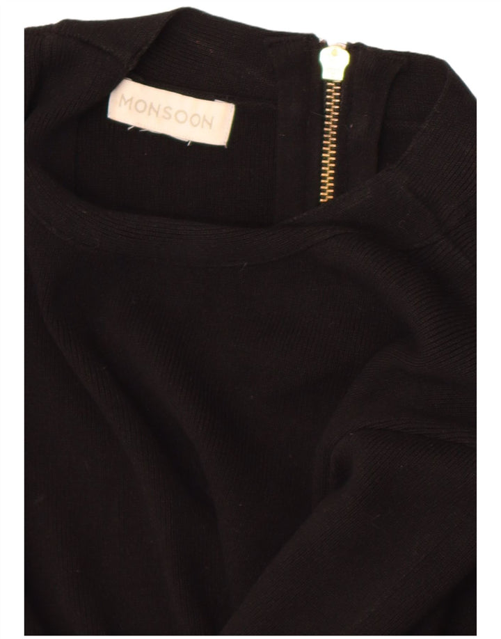Abito maglione da donna a maniche corte Monsoon UK 12 medio nero