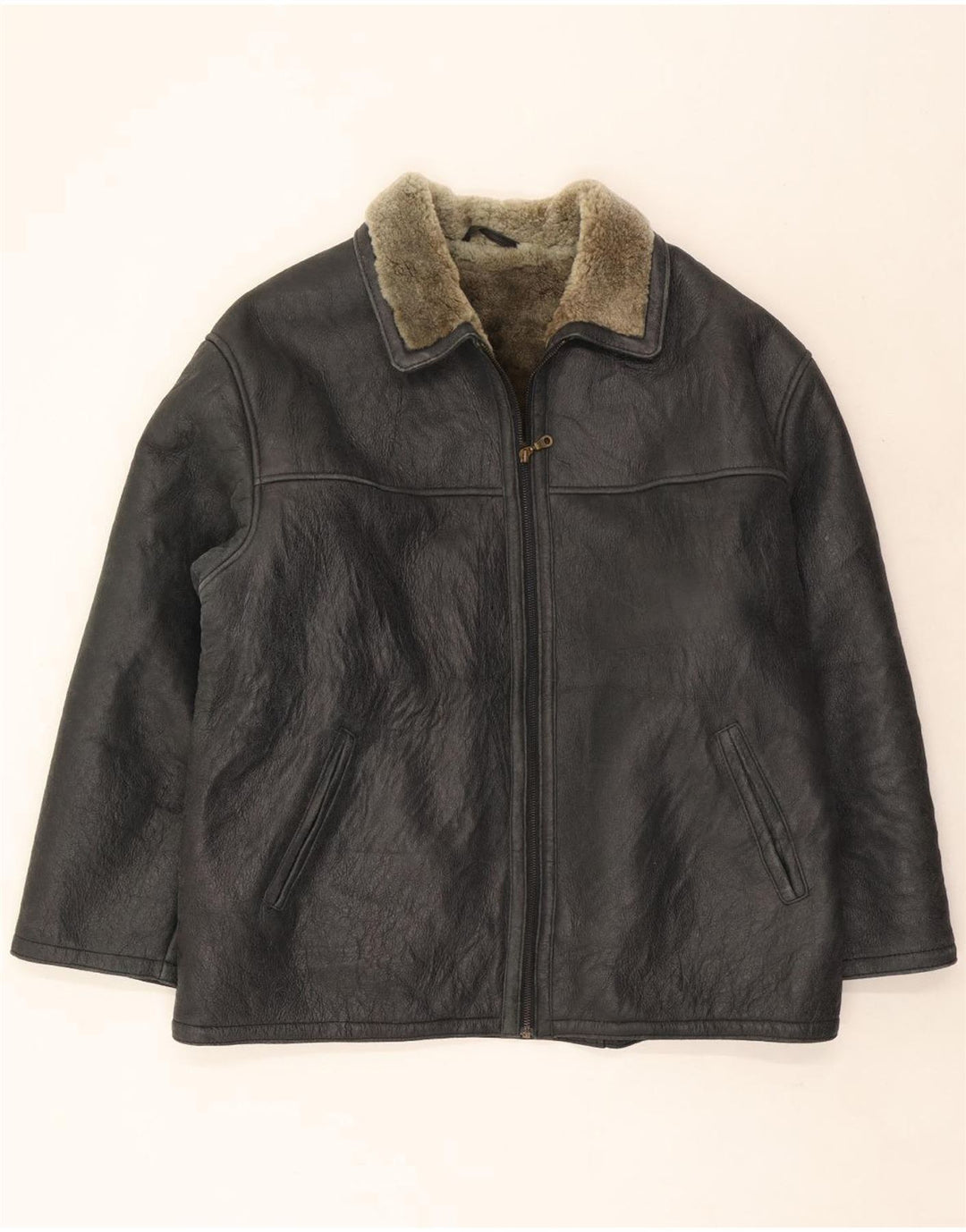 Ultsch Giubbotto in shearling da uomo UK 42 XL Nero