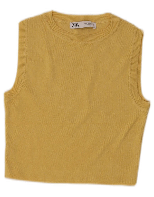 Canotta corta da donna Zara UK 14 giallo medio
