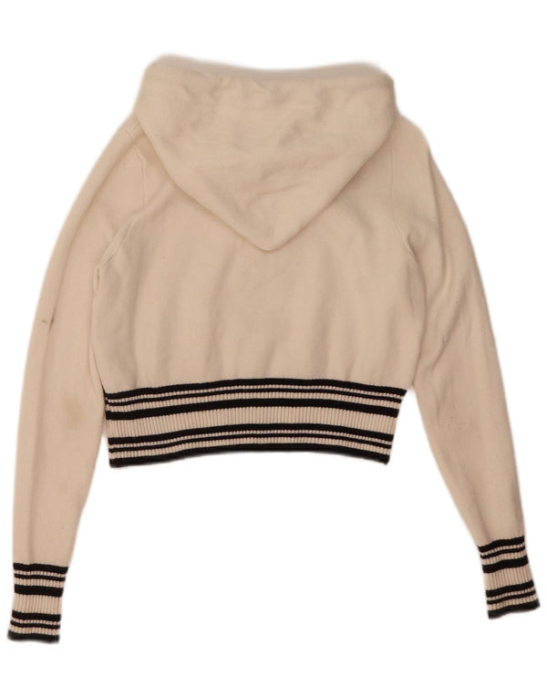 Maglione corto con cappuccio da donna Zara UK 10 piccolo in viscosa a righe bianche