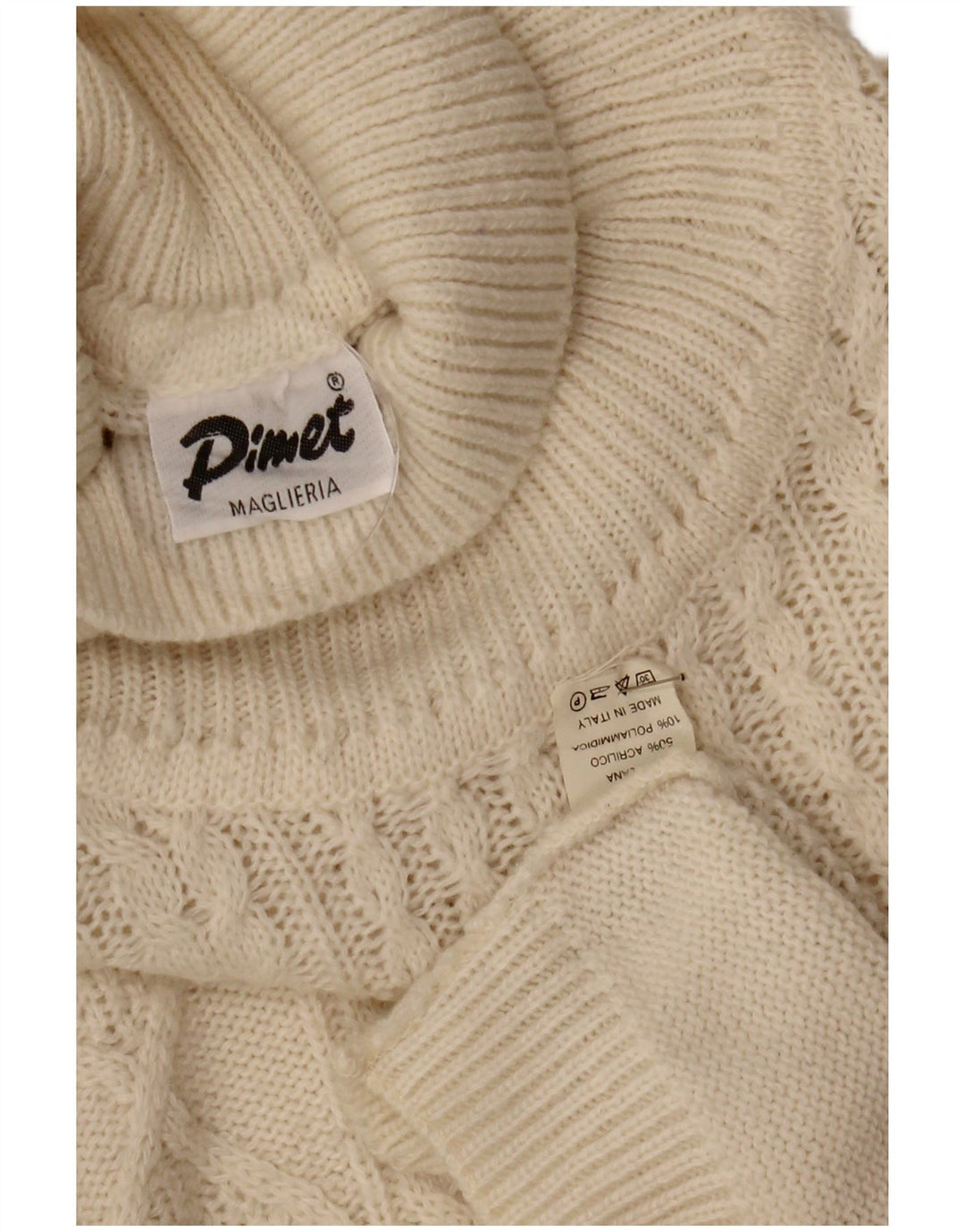 Maglione maglione da uomo a collo alto Pimet XL in lana bianca