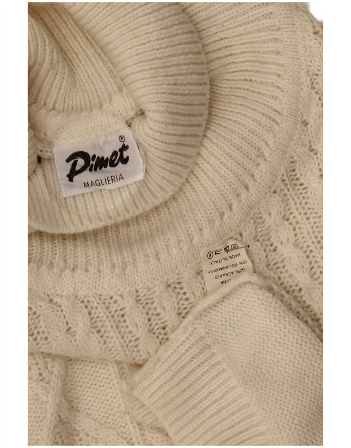 Maglione maglione da uomo a collo alto Pimet XL in lana bianca