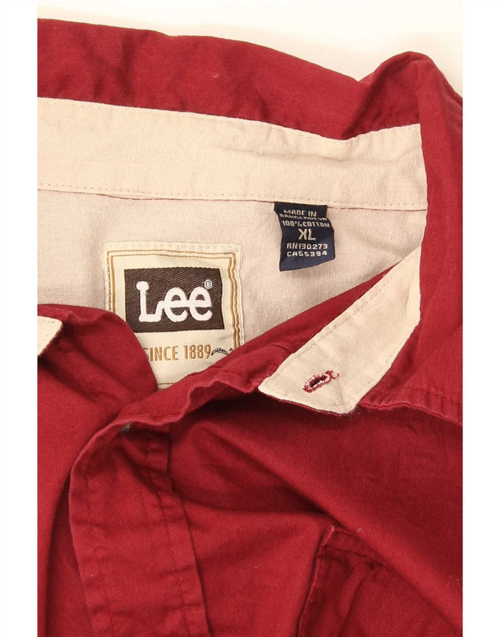 Camicia Lee da uomo a maniche corte vestibilità regolare XL in cotone rosso