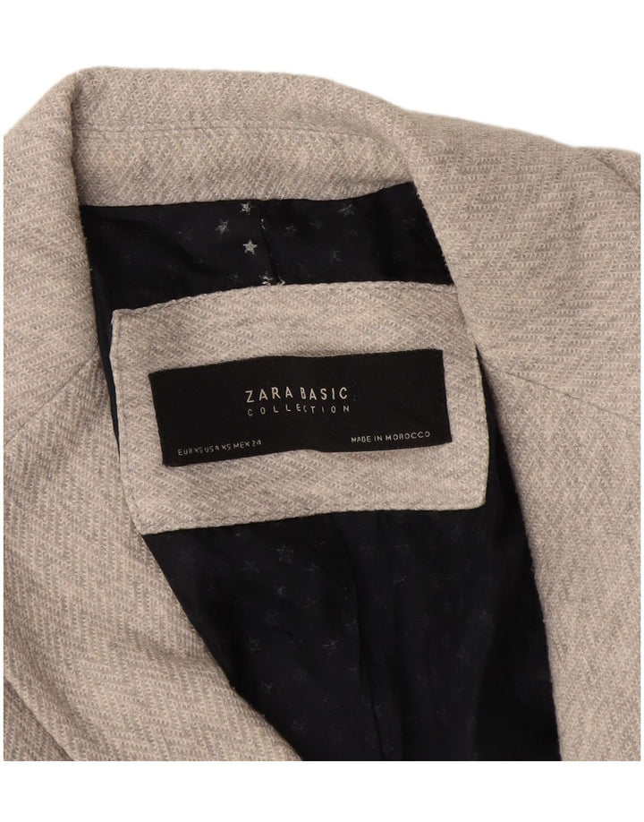 Giacca blazer a 1 bottone da donna Zara UK 6 XS grigia a spina di pesce
