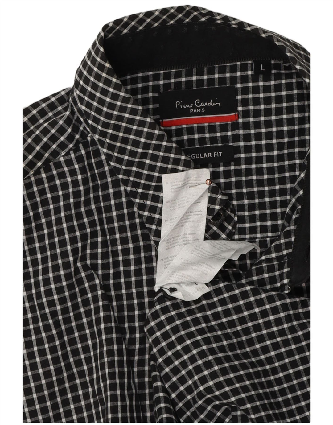 PIERRE CARDIN Camicia da uomo vestibilità regolare grande poliestere a quadretti nero