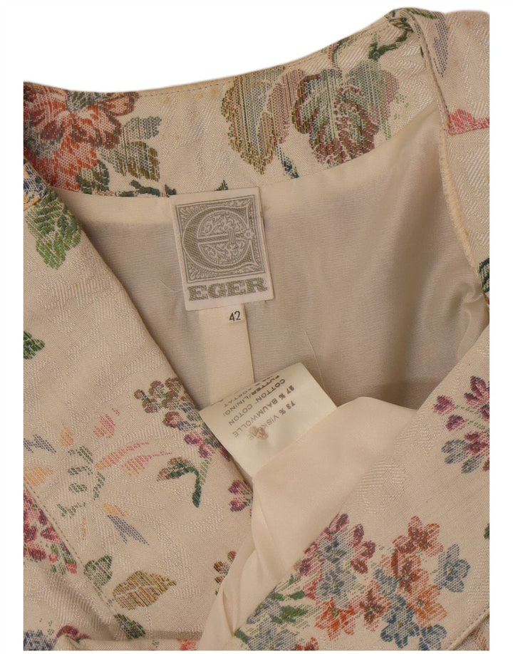 Giacca blazer da donna con maniche a 3/4 e 1 bottone Eger IT 42 Beige medio floreale