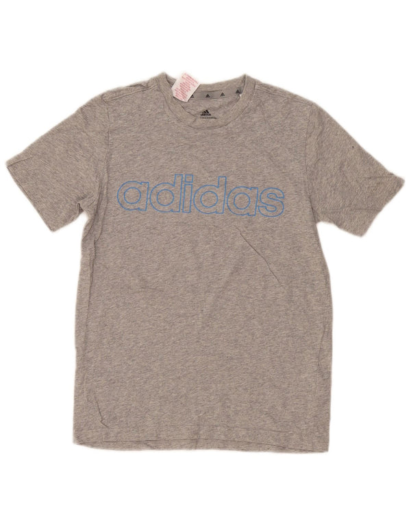 T-shirt grafica da ragazzo Adidas Top 11-12 anni in cotone grigio