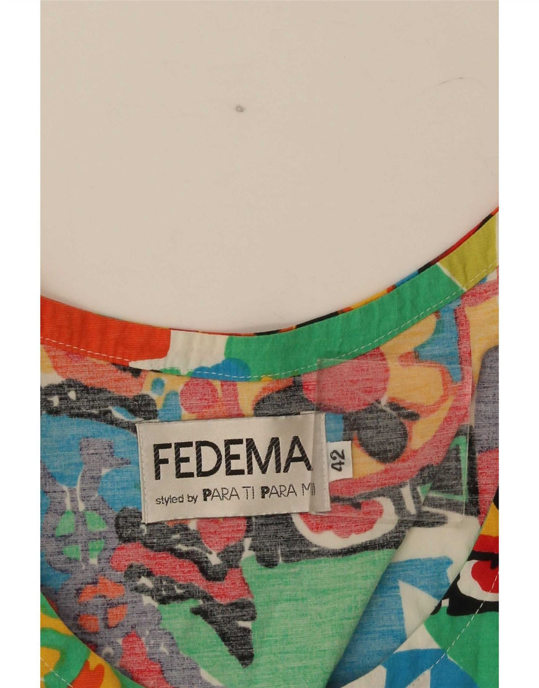 T-shirt grafica da donna vintage Top IT 42 Medium multicolore geometrica