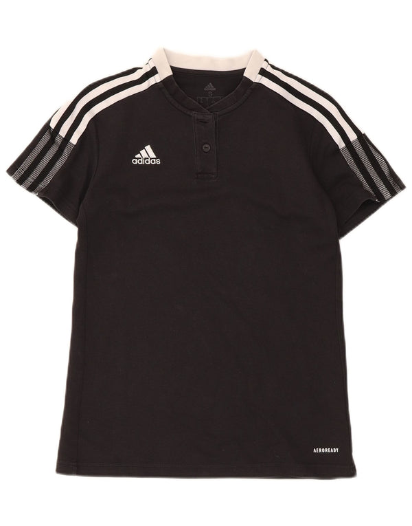 Maglietta Adidas Aeroready da donna UK 8/10 piccola in cotone nero
