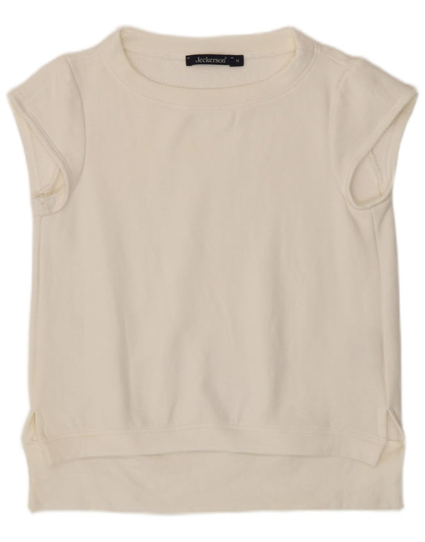 Jeckerson Womens T-Shirt Top UK 14 Medium White Cotton