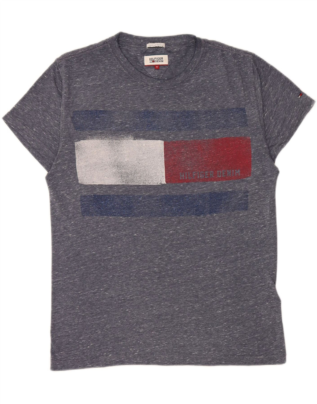 TOMMY HILFIGER T-shirt grafica da uomo Top Small Blue Colourblock