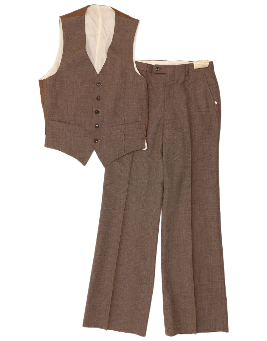 Set da 2 pezzi vintage da uomo IT 48 medio W28 L32 marrone