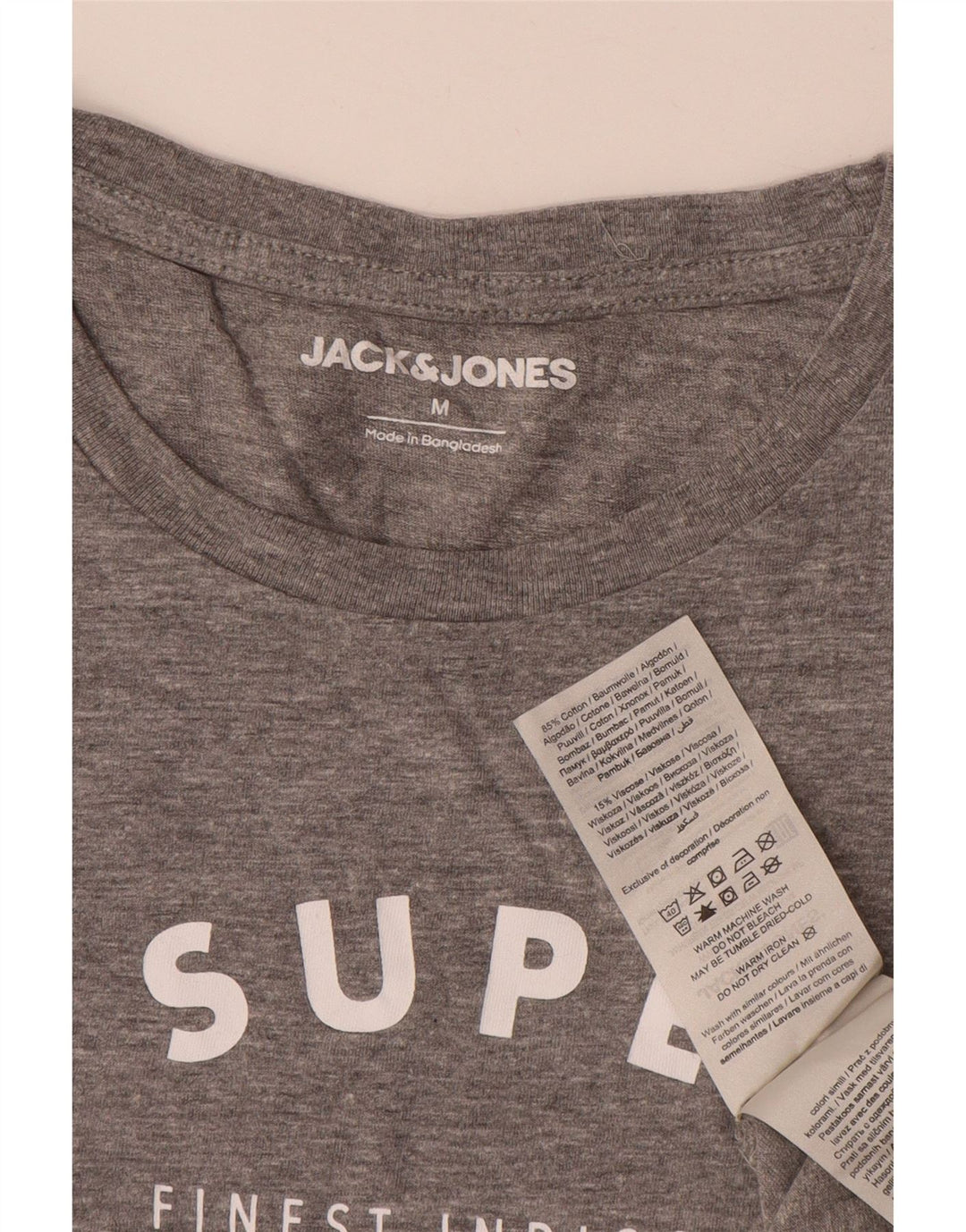 JACK & JONES T-shirt grafica da uomo in cotone grigio medio
