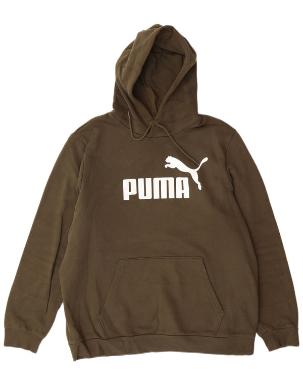 Felpa con cappuccio grafica da uomo PUMA grande in cotone kaki
