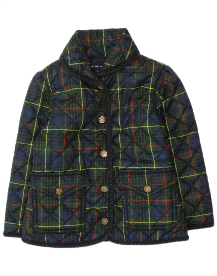 Giacca trapuntata per ragazze Ralph Lauren 2-3 anni in poliestere a quadri verdi