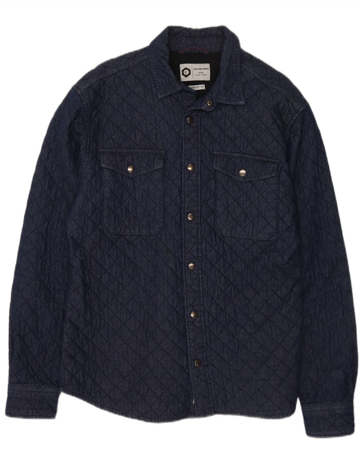Jack & Jones Camicia trapuntata overshirt da uomo XL in cotone blu navy