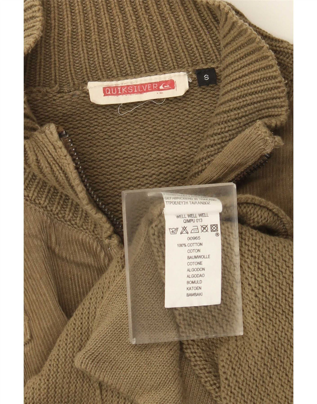 Maglione cardigan da uomo Quiksilver piccolo in cotone kaki