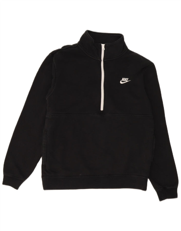 Felpa Nike da uomo con zip e collo, in cotone nero medio