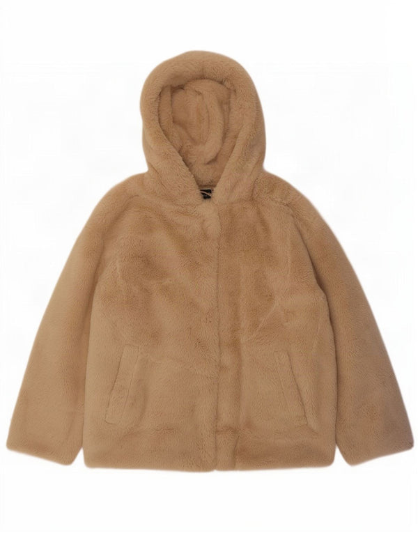 Giacca in pile oversize con cappuccio con orsetto da donna Zara UK 10 piccola Beige
