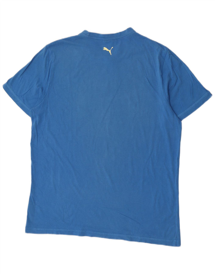 T-shirt grafica da uomo Puma Top XL in cotone blu