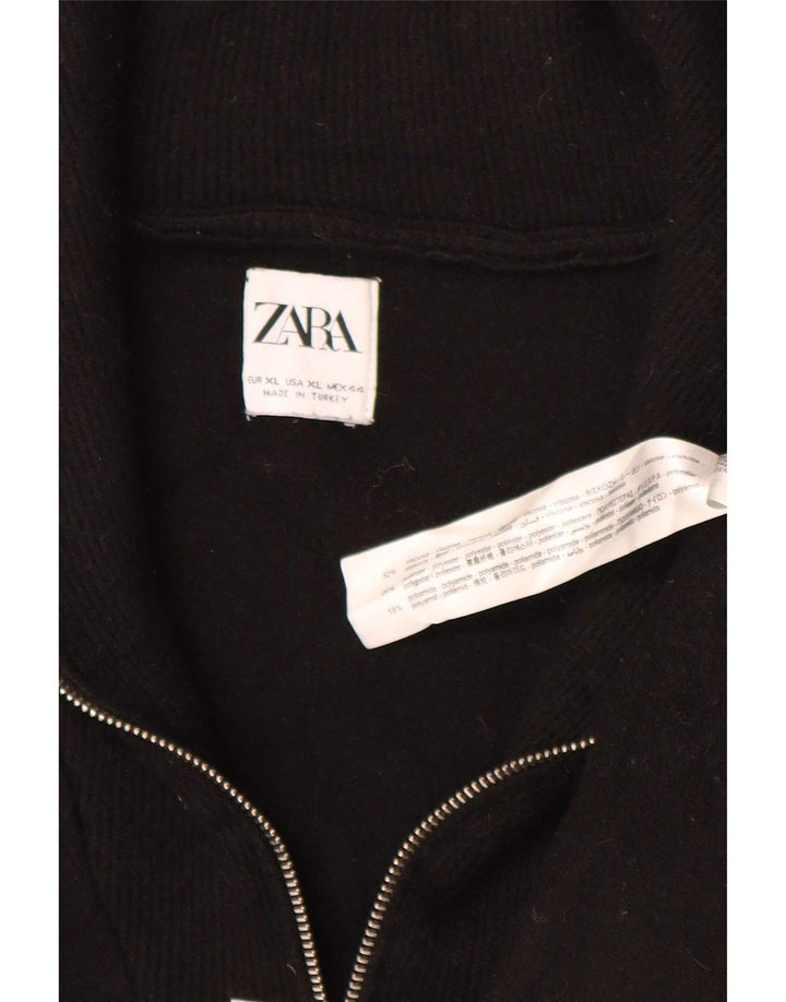 Maglione Zara da uomo con zip e collo XL in viscosa nera