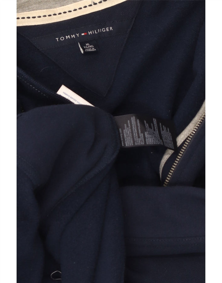 TOMMY HILFIGER Felpa con cappuccio e zip da uomo XL in cotone blu navy