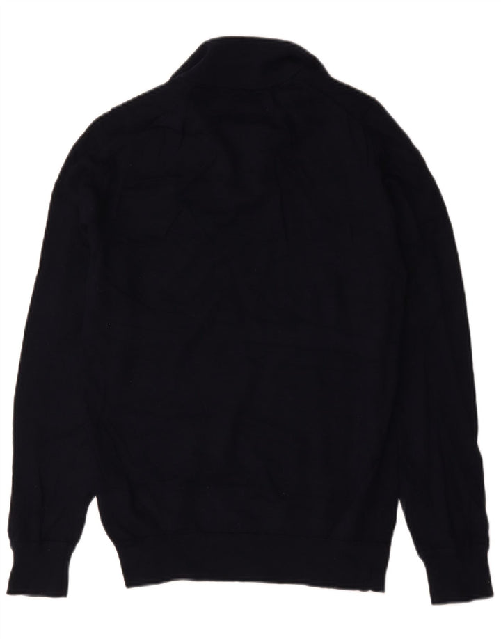 Maglione da uomo Marks & Spencer con zip e collo piccolo in lana merino blu navy