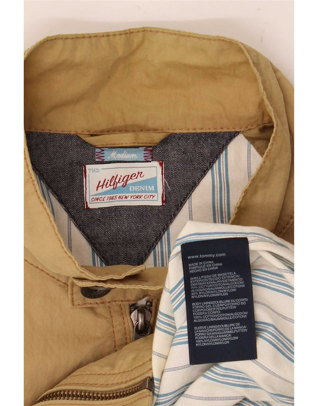 Giubbotto bomber da uomo Tommy Hilfiger UK 38 Cotone beige medio