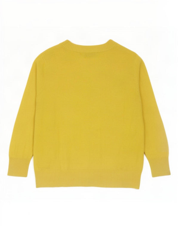 Maglione cardigan con maniche a 3/4 corto da donna Oasis UK 12 Cotone giallo medio