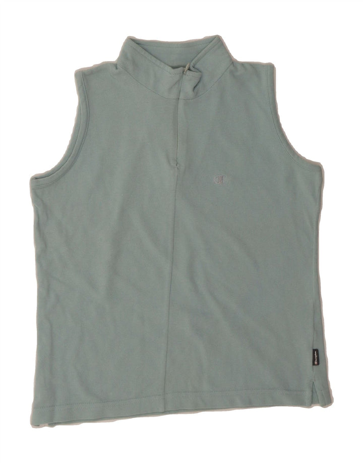 CHAMPION Womens Zip Neck Vest Top UK 10 Small Blue Cotton Vintage Champion and Second-Hand Champion from Messina Hembry 