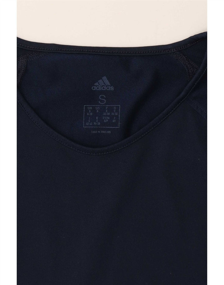 T-shirt da donna Adidas Top UK 8/10 Small blu navy in poliestere