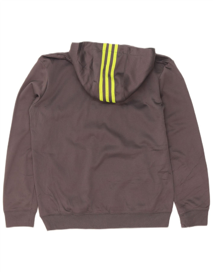 Felpa con cappuccio grafica da uomo Adidas, poliestere color block grigio medio