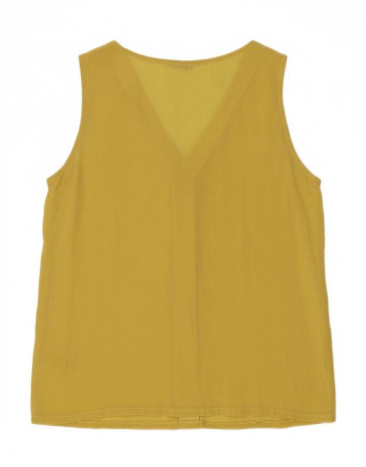 VINTAGE Womens Sleeveless See Through Top UK 12 Medium Yellow Vintage Vintage and Second-Hand Vintage from Messina Hembry 