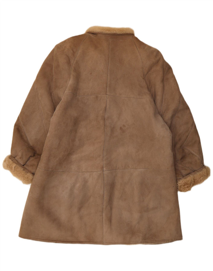 Cappotto in shearling vintage da donna dal taglio ampio IT 44 Marrone medio classico