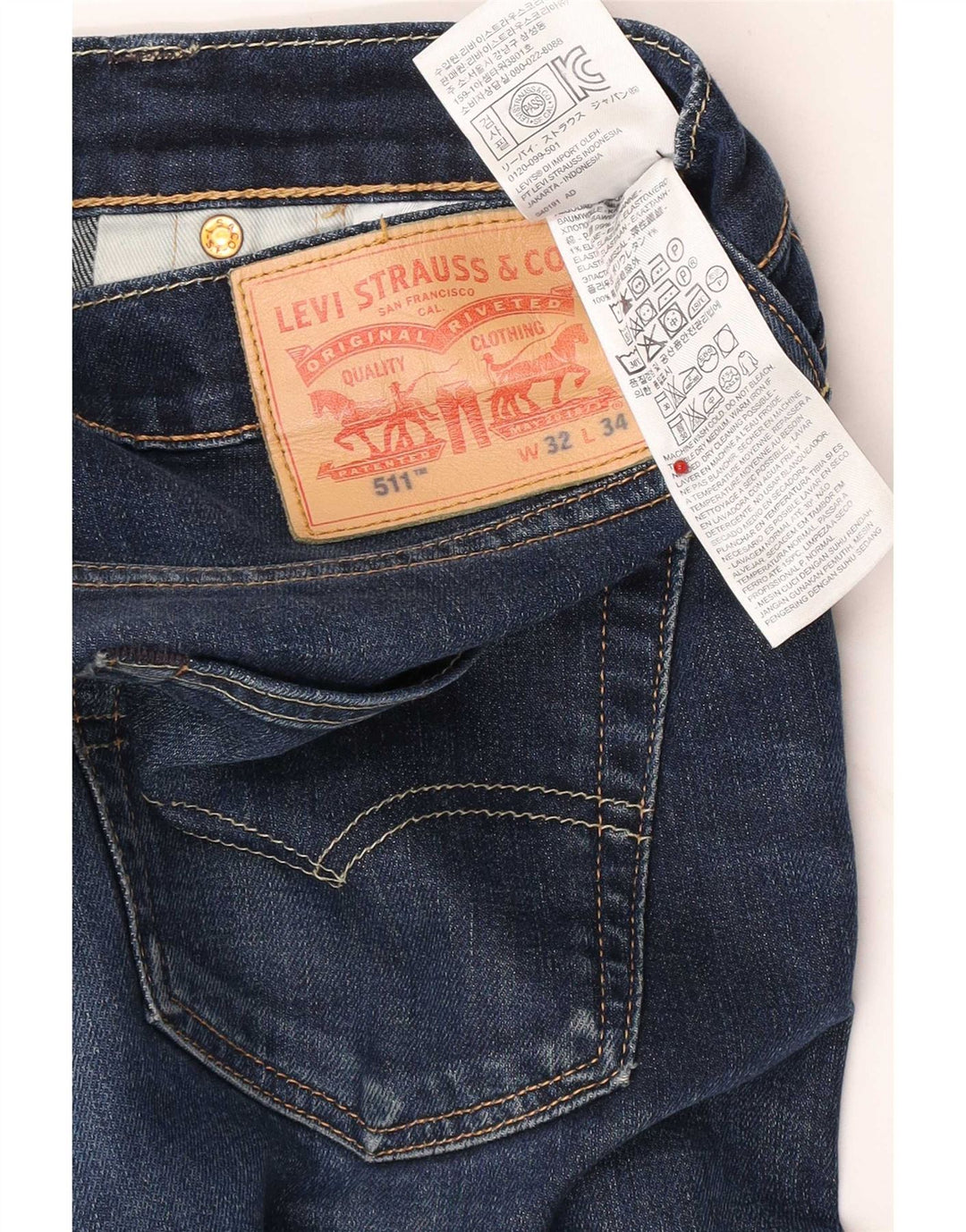 Jeans Levi's Uomo 511 Slim W32 L34 Cotone Blu Navy
