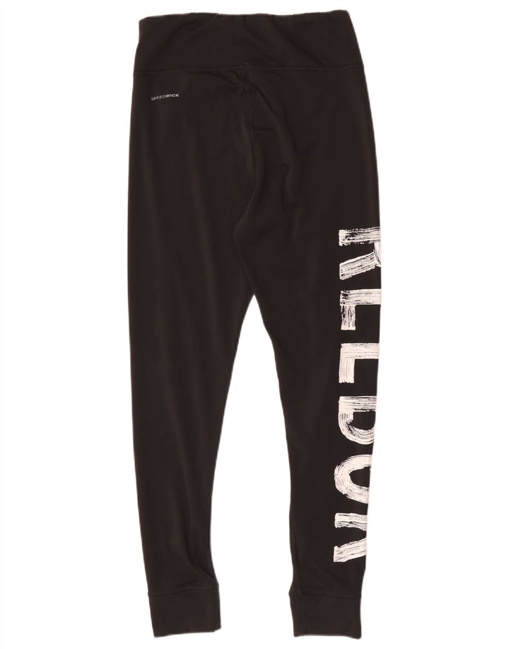 Leggings grafici Reebok da donna UK 8/10 Small Nero Poliestere