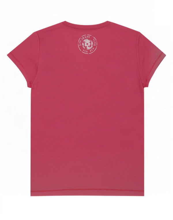 T-shirt grafica da donna Liu Jo Top UK 12 cotone rosa medio