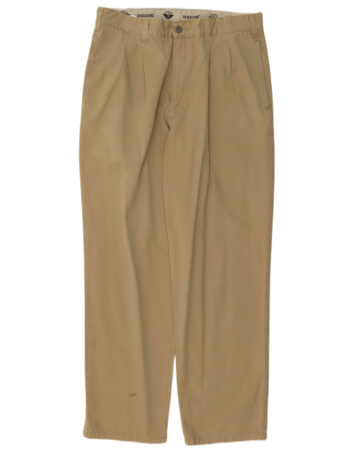 Pantaloni chino con pegging da uomo Dockers W34 L30 cotone kaki