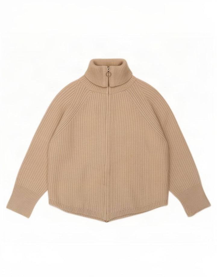 Massimo Dutti Maglione cardigan oversize da donna UK 10 Small Beige Lana