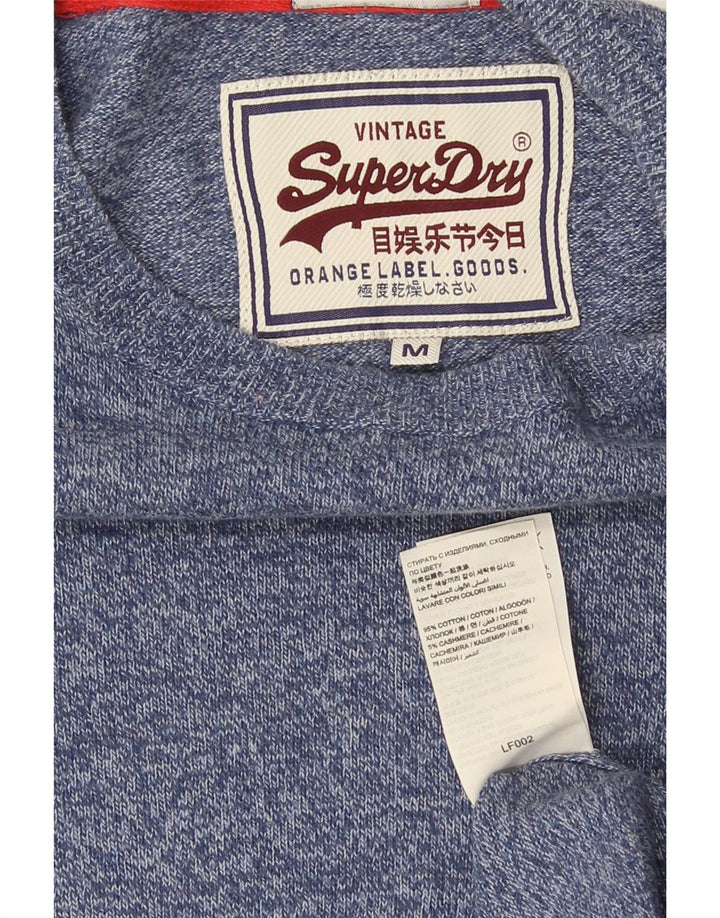 Maglione maglione girocollo da uomo in jersey Superdry in cotone screziato blu medio