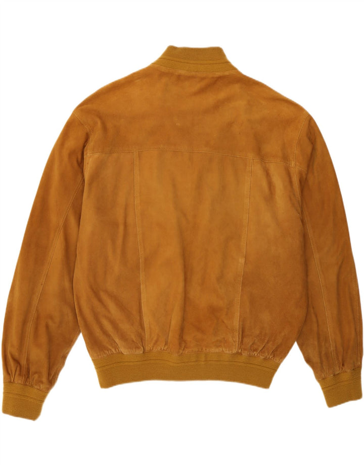 Giubbotto bomber vintage in pelle scamosciata da uomo IT 52 XL in pelle beige