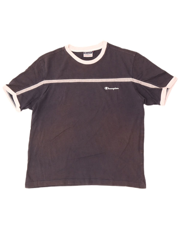 T-shirt da donna Champion Top UK 16 Large Blu Navy in cotone color block
