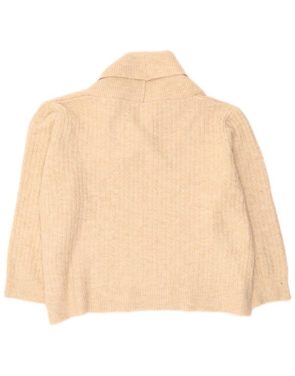 Maglione corto corto da donna con collo a scialle oversize Zara UK 16 grande Beige