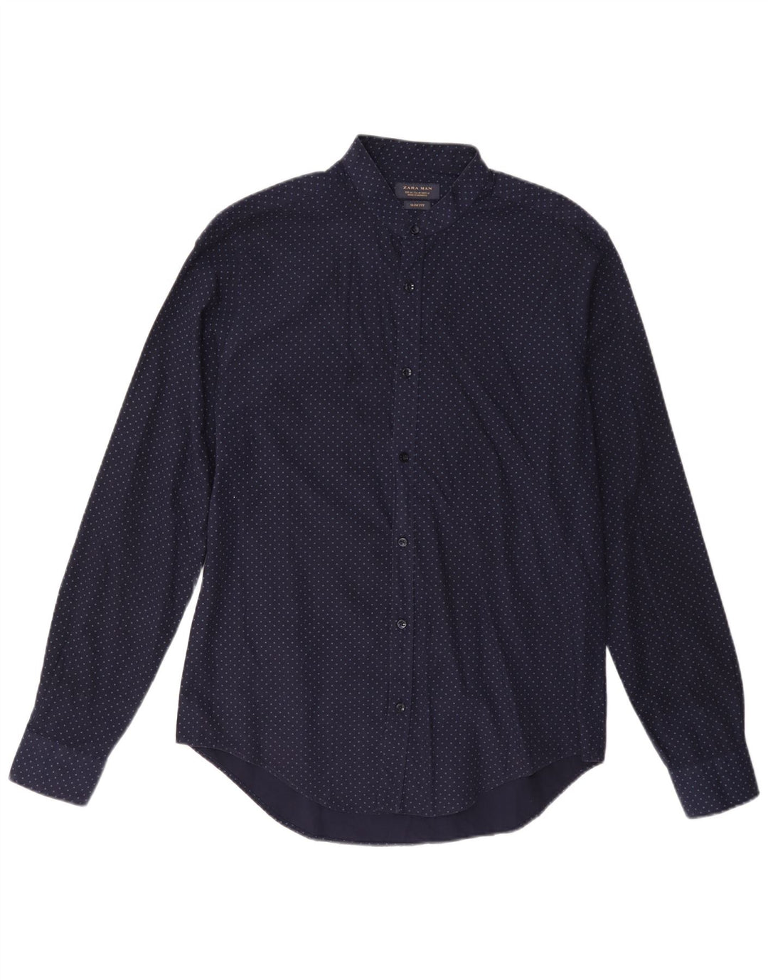 Camicia Zara da uomo slim fit in cotone maculato medio blu navy