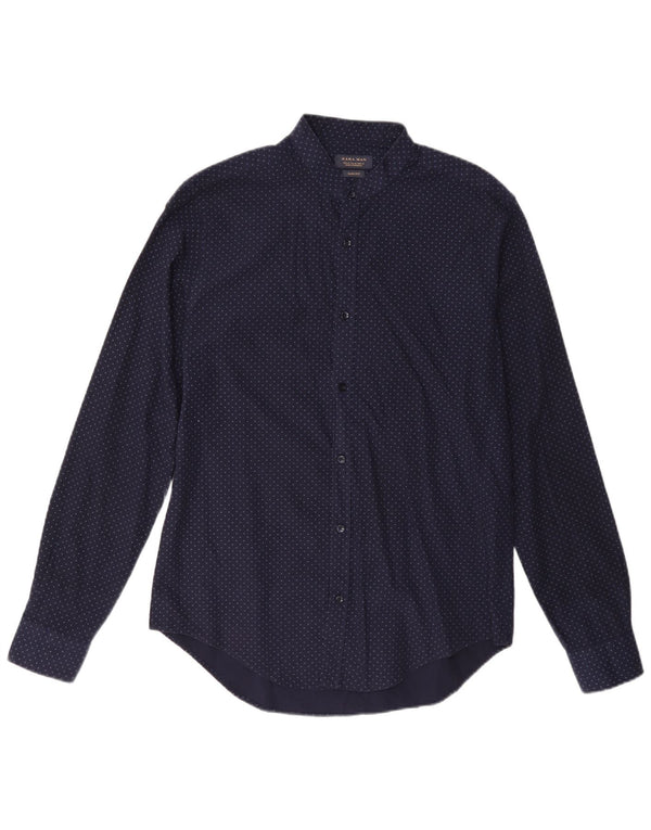 Camicia Zara da uomo slim fit in cotone maculato medio blu navy