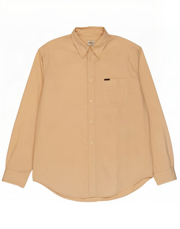Camicia da uomo Calvin Klein Jeans XL in cotone beige