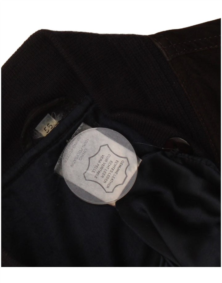 Giubbotto bomber vintage in pelle scamosciata da uomo IT 56 3XL in pelle marrone