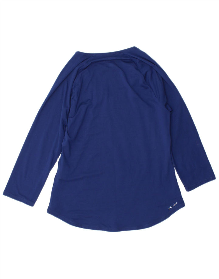 Nike Dri Fit Top da donna a manica lunga UK 10 Small Navy Blu Poliestere