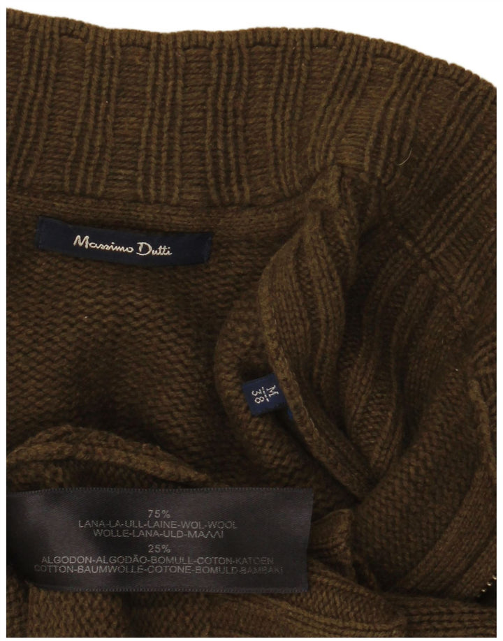 MASSIMO DUTTI Maglione cardigan da uomo in lana kaki media